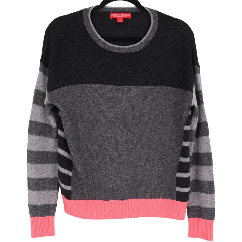 Krimson Klover Striped Crewneck Sweater Size XS Alpaca Merino Blend Oversized